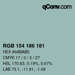 Color code: RGB 154 186 181 | qconv.com