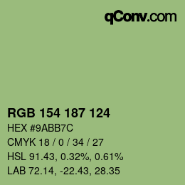 Color code: RGB 154 187 124 | qconv.com