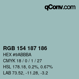 Color code: RGB 154 187 186 | qconv.com