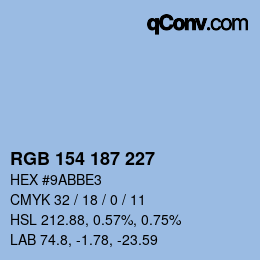 Color code: RGB 154 187 227 | qconv.com