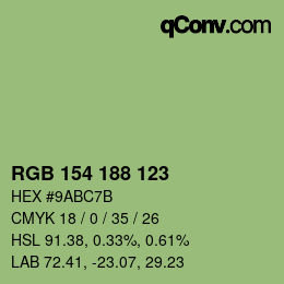 Color code: RGB 154 188 123 | qconv.com