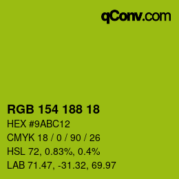 Color code: RGB 154 188 18 | qconv.com