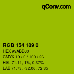 颜色代码: RGB 154 189 0 | qconv.com