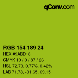 Color code: RGB 154 189 24 | qconv.com