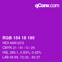カラーコード: RGB 154 18 195 | qconv.com