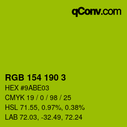 Color code: RGB 154 190 3 | qconv.com