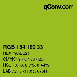 Color code: RGB 154 190 33 | qconv.com