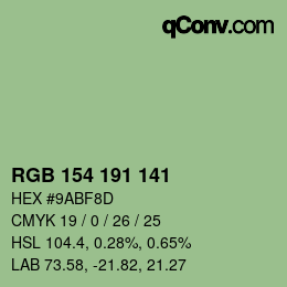 Color code: RGB 154 191 141 | qconv.com