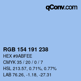 Color code: RGB 154 191 238 | qconv.com