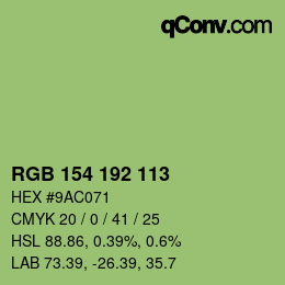 Color code: RGB 154 192 113 | qconv.com
