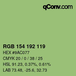 Color code: RGB 154 192 119 | qconv.com