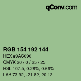 カラーコード: RGB 154 192 144 | qconv.com