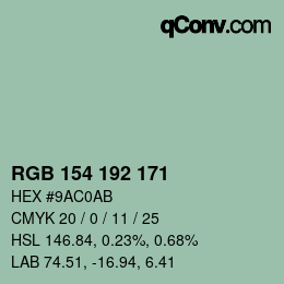 カラーコード: RGB 154 192 171 | qconv.com