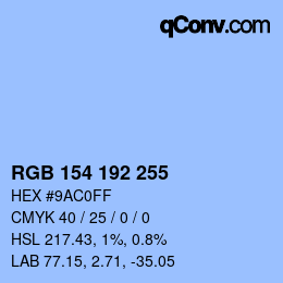 Color code: RGB 154 192 255 | qconv.com