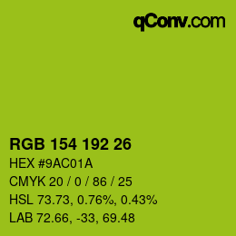 Color code: RGB 154 192 26 | qconv.com