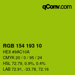 Color code: RGB 154 193 10 | qconv.com