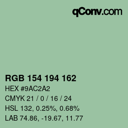 カラーコード: RGB 154 194 162 | qconv.com