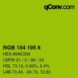 カラーコード: RGB 154 195 8 | qconv.com