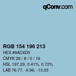 カラーコード: RGB 154 196 213 | qconv.com