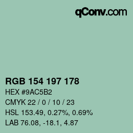 Color code: RGB 154 197 178 | qconv.com