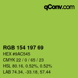 Color code: RGB 154 197 69 | qconv.com