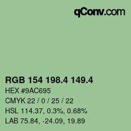 カラーコード: RGB 154 198.4 149.4 | qconv.com