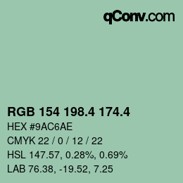 カラーコード: RGB 154 198.4 174.4 | qconv.com