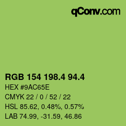 カラーコード: RGB 154 198.4 94.4 | qconv.com