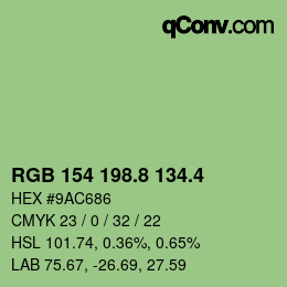 カラーコード: RGB 154 198.8 134.4 | qconv.com