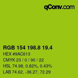 カラーコード: RGB 154 198.8 19.4 | qconv.com