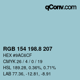 Color code: RGB 154 198.8 207 | qconv.com