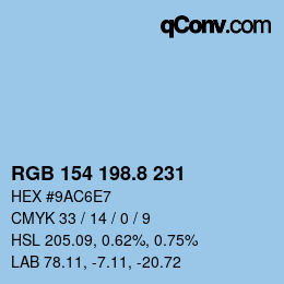 Color code: RGB 154 198.8 231 | qconv.com