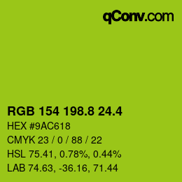 カラーコード: RGB 154 198.8 24.4 | qconv.com