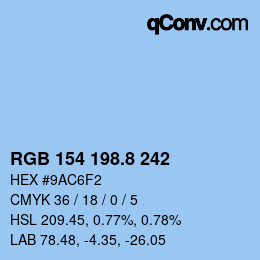 カラーコード: RGB 154 198.8 242 | qconv.com