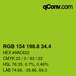 カラーコード: RGB 154 198.8 34.4 | qconv.com