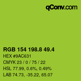 カラーコード: RGB 154 198.8 49.4 | qconv.com