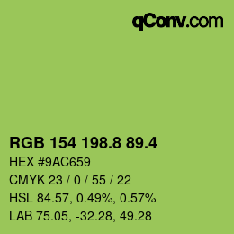カラーコード: RGB 154 198.8 89.4 | qconv.com