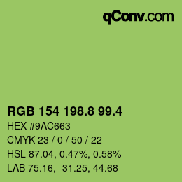 カラーコード: RGB 154 198.8 99.4 | qconv.com