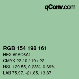 Color code: RGB 154 198 161 | qconv.com