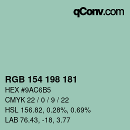 Color code: RGB 154 198 181 | qconv.com