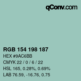 Color code: RGB 154 198 187 | qconv.com