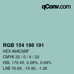 Color code: RGB 154 198 191 | qconv.com