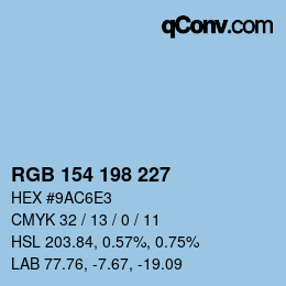Color code: RGB 154 198 227 | qconv.com
