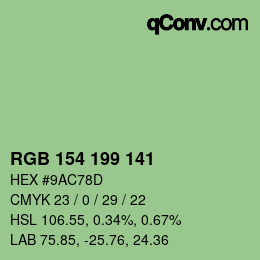 カラーコード: RGB 154 199 141 | qconv.com