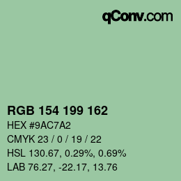 カラーコード: RGB 154 199 162 | qconv.com