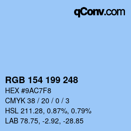 カラーコード: RGB 154 199 248 | qconv.com