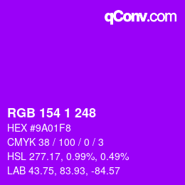 カラーコード: RGB 154 1 248 | qconv.com