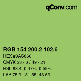 カラーコード: RGB 154 200.2 102.6 | qconv.com