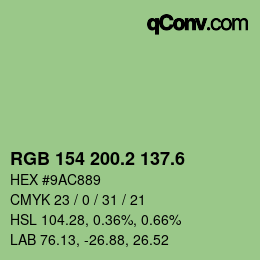 カラーコード: RGB 154 200.2 137.6 | qconv.com