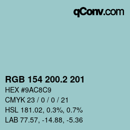 カラーコード: RGB 154 200.2 201 | qconv.com